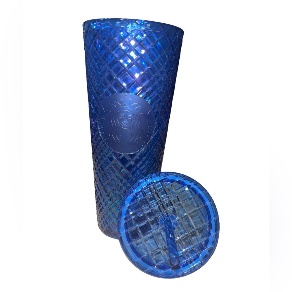 NWT Starbucks 2022 Holiday Azure Blue Jeweled Venti 24oz Cold Cup Tumbler